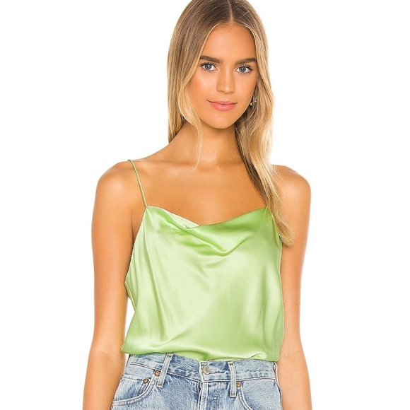Cami NYC Tops - Highlighter green satin flowy blouse